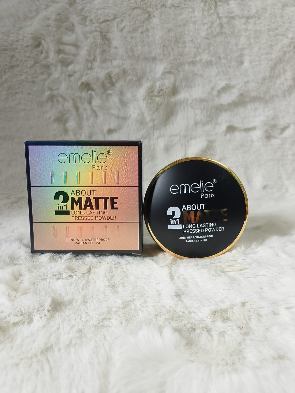 Emelie 2-in-1 Matte Pressed Powder | Long-Lasting Oil Control, Flawless Matte Finish, Full Coverage Compact for Oily, Combination, and All Skin Types