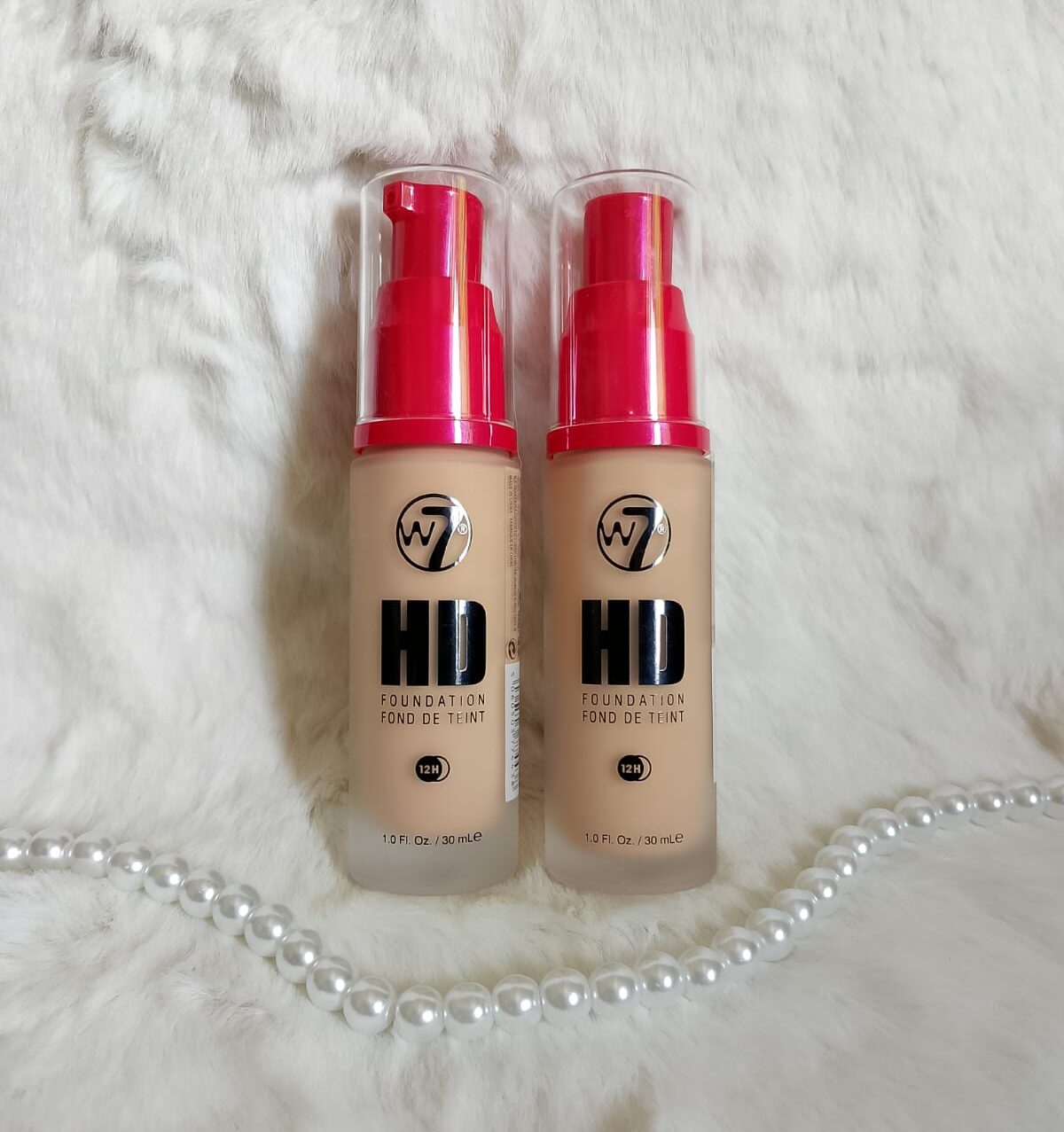 W7 12 Hour HD Matte Foundation in five shades for full coverage, oil control, and long-lasting wear