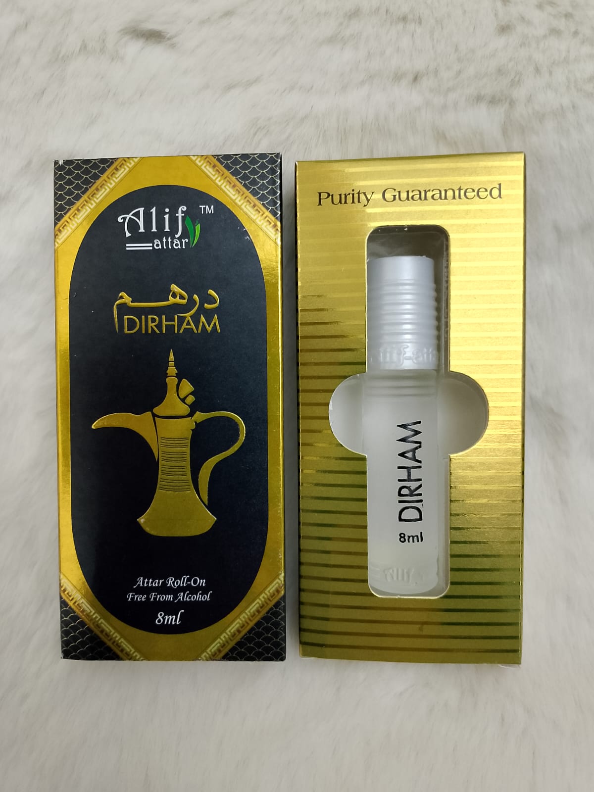 Alif Dirham Alcohol-Free Attar Roll-On Bottle – Premium Natural Fragrance for Men and Women, Long-Lasting and Skin-Friendly