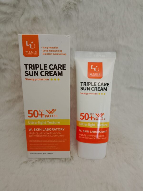 W. Skin Laboratory Triple Care Sun Cream SPF 50+ PA++++ – Ultra-Light, Non-Greasy Sunscreen with Broad Spectrum UV Protection, Hydrating Formula, and Zero White Cast for All Skin Type